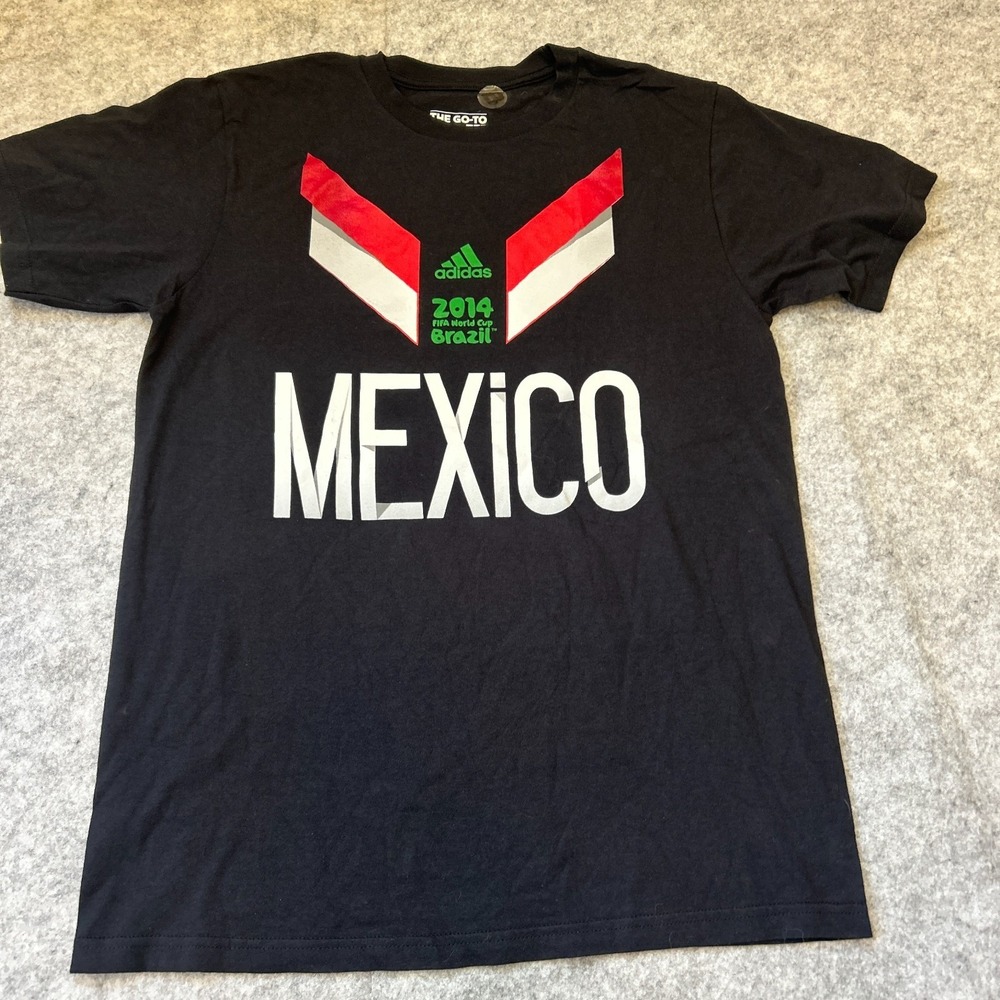 Adidas Mexico Team FIFA 2014 World Cup Black Official T-Shirt Men's MEDIUM